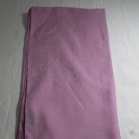 NWT GUCCI Pink Jacquard GG Wool Silk Scarf Unisex - Picture 3 of 6